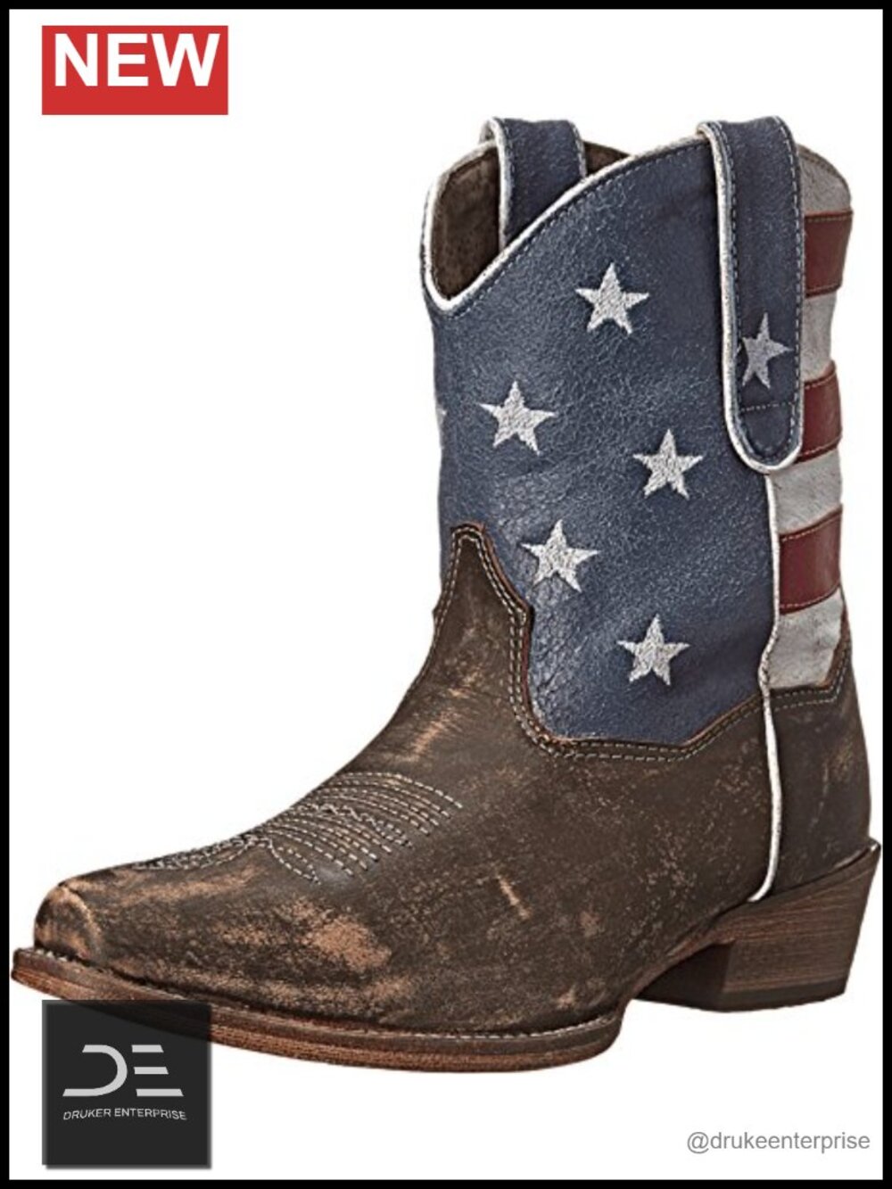 Roper Women's Distressed Round Toe Western Boots Ankle Low Heel